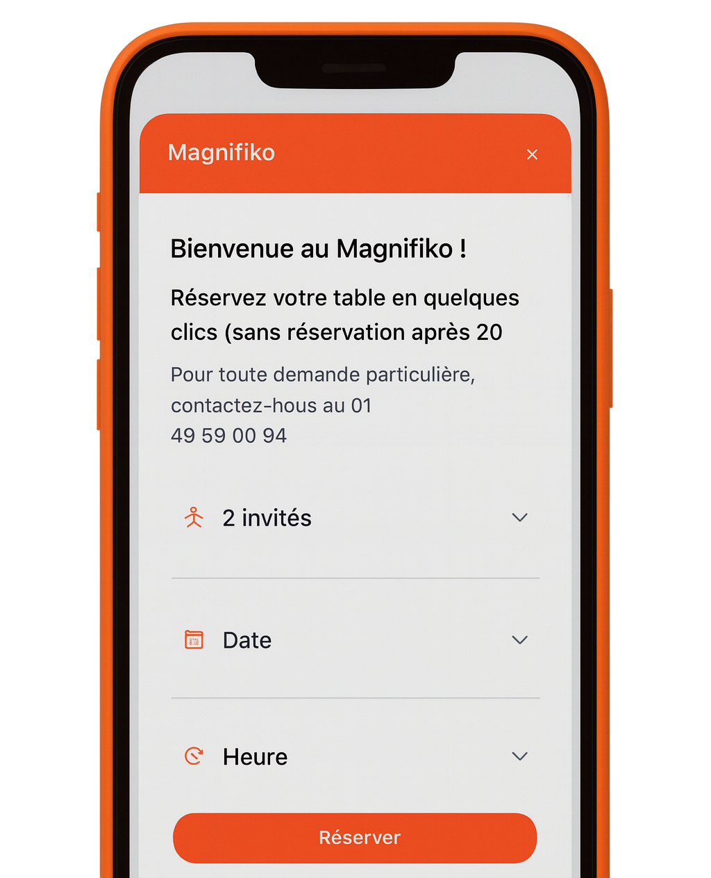 Réservation Look-Eat sur mobile